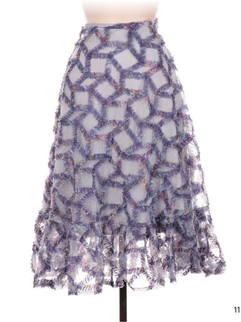 Elegant Blue and Purple Ruffle Midi Skirt